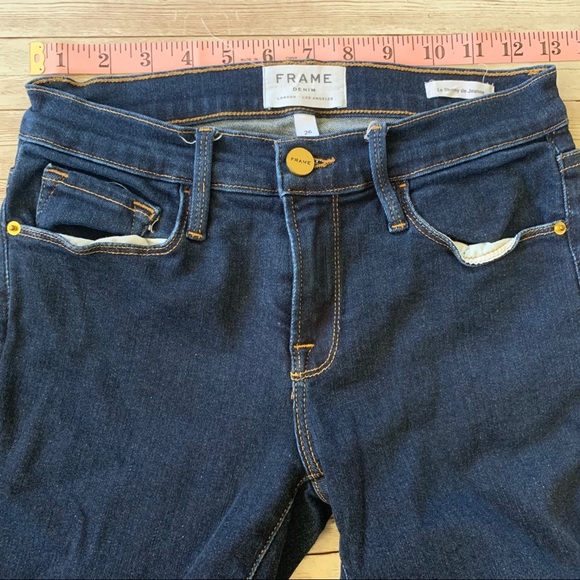 Frame Le Skinny de Jeanne Dark Wash Skinny Jeans Grove St - Picture 7 of 9
